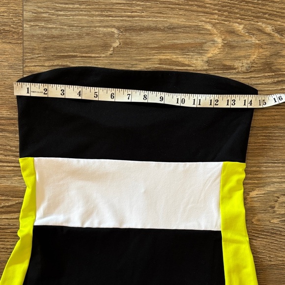Susana Monaca Tube Flair Maxi Dress Striped Black, White & Neon Yellow NWT Sze M - Picture 5 of 13